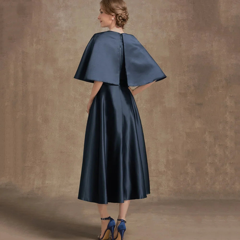 Mother Of The Bride Dress - Simple Customized Elegant Bridal Dress A Line O Neck Wedding Party Gowns Formal Occasion Tea-length Mother Dresses For Bride New