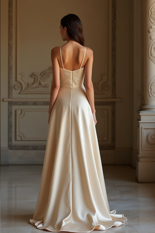 Elegant Evening Gown – Luxury Beige Party Dress for Formal Events & Special Occasions