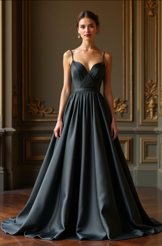 Elegant Evening Gown – Luxury Satin A-Line Dress for Formal Events & Special Occasions