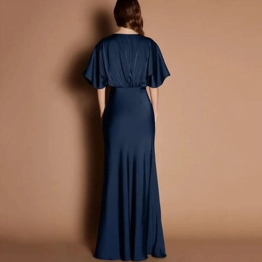 Customized Simple Mermaid Mother Dresses For Bride V Neck Wedding Party Gowns Short Sleeve New Formal Bridal Dress