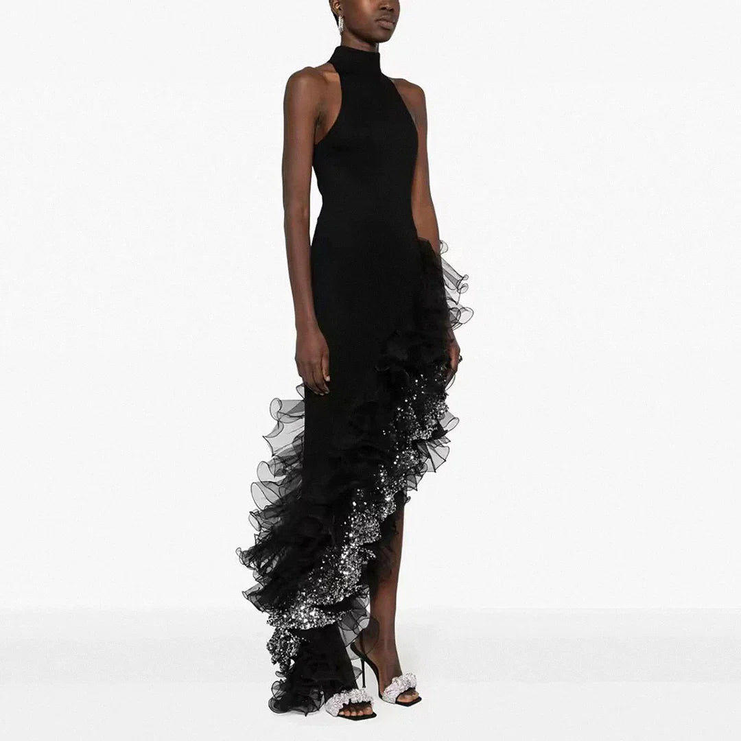 High Quality Women Sexy Off the Shoulder Bodycon Long Bandage Ruffles Dress Celebrate Evening Party Birthday Outfit