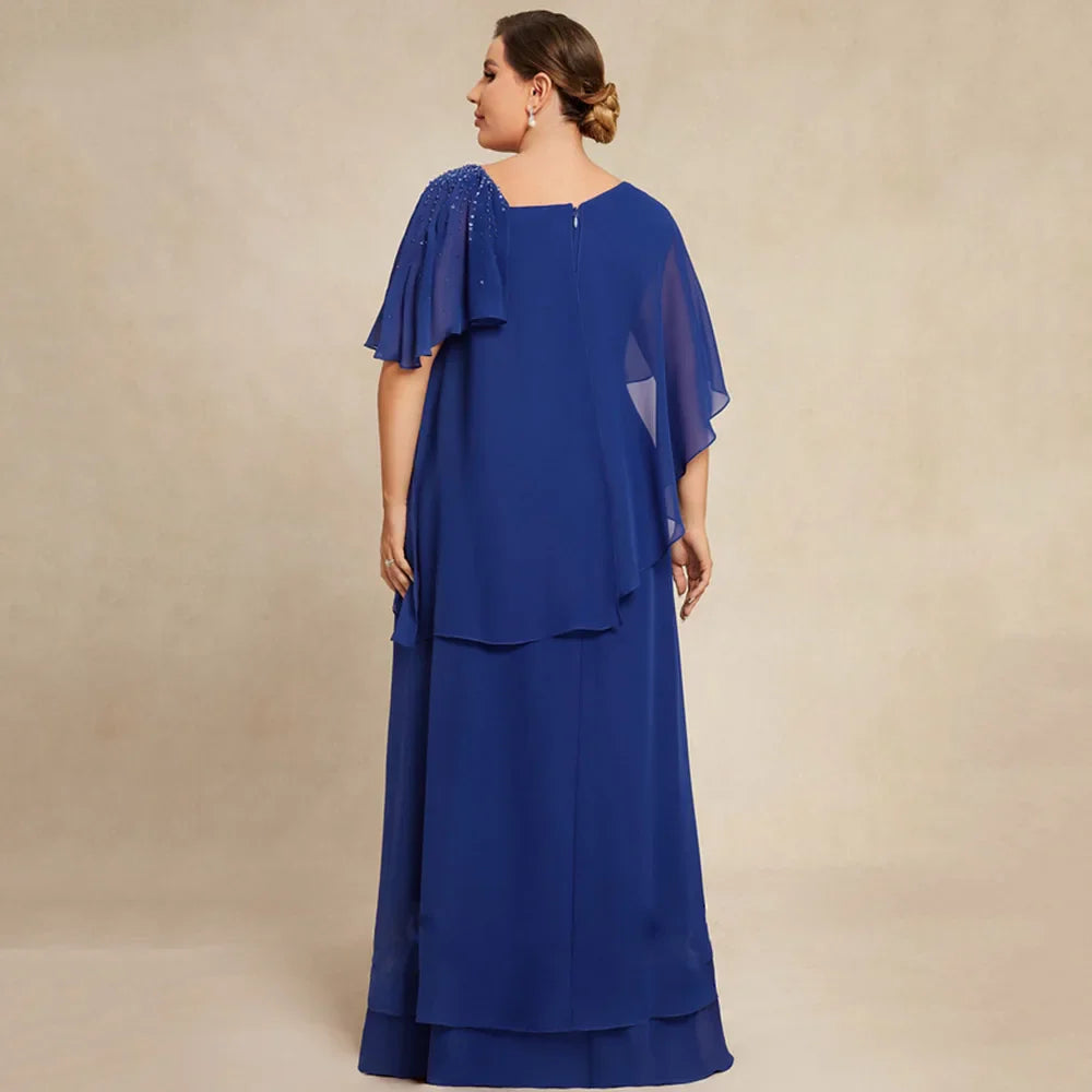 Mother Of The Bride Dress - Graceful Half Sleeves Mother Dresses For Weddings Sheath Formal Gown Beading Zipper Back 2023 Vestidos De Ocasión Formales