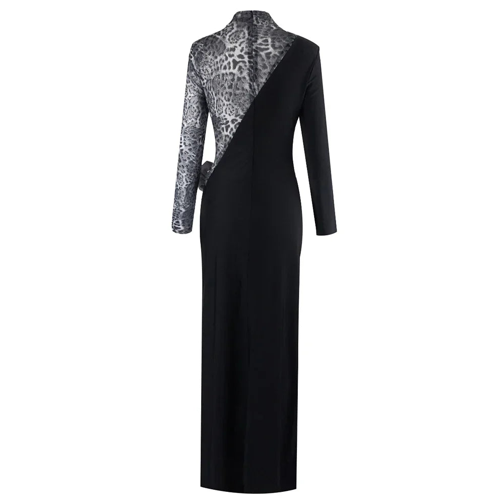 New Arrival Women Long Sleeve Shinning Sequins Florals Bodycon Long Dress Keyhole Celebrate Evening Party Prom Outfit