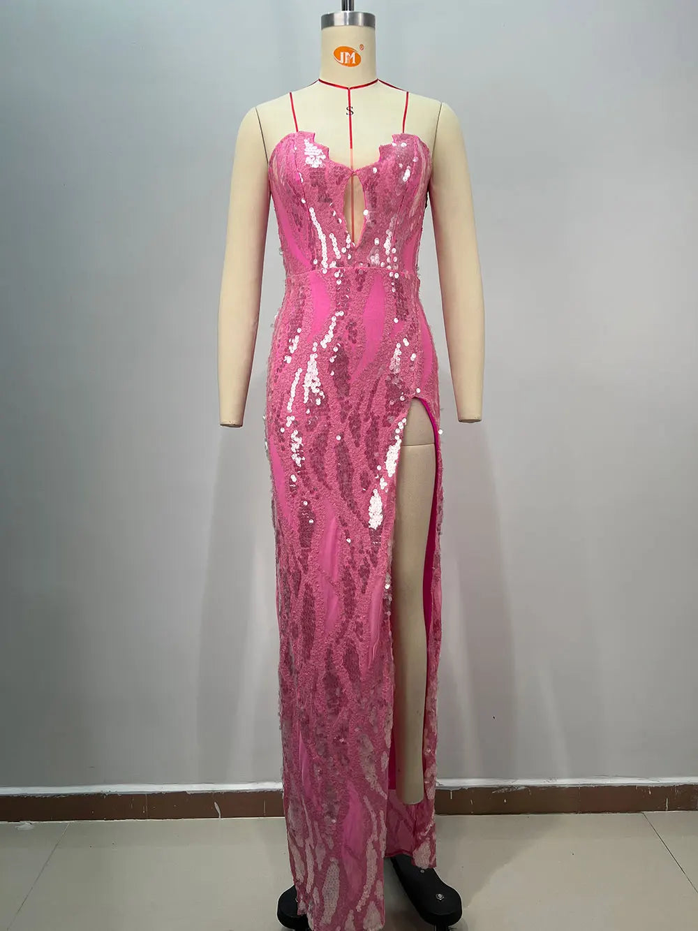 2025 Women'S Light Luxury Sequin Design Long Dress Strapless Sleeveless Bodycon Backless Sexy Maxi Dress Evening Party Vestidos Rose Red