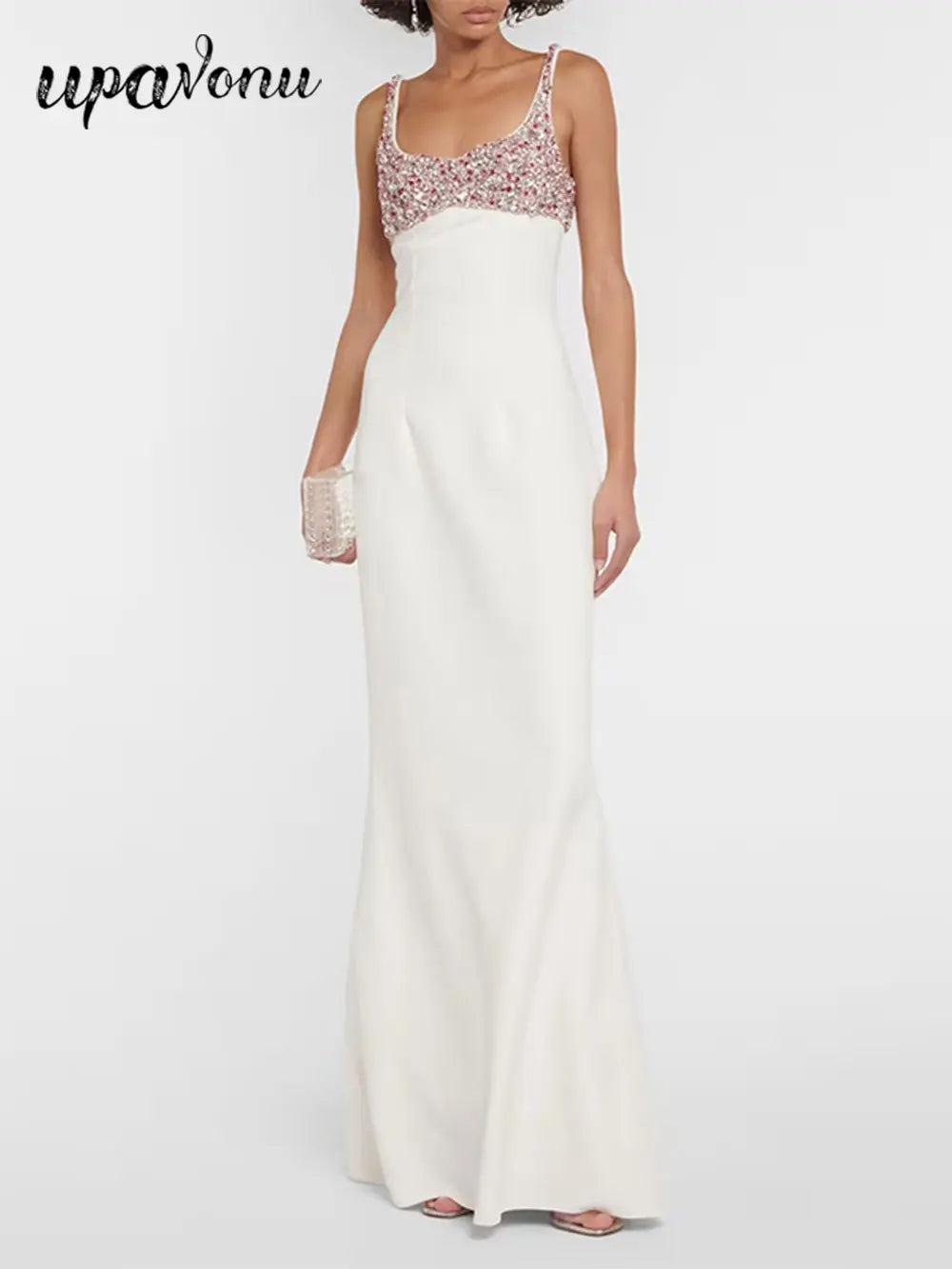 2024 Elegant Women's Diamond Design Bandage Dress Spaghetti Strap Sleeveless Bodycon Long Dress Cocktail Evening Party Vestidos