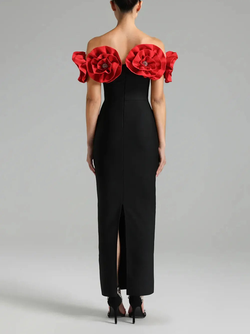 2024 Sexy Women's 3D Flower Decorative Bandage Dress with One Collar Shoulder Bodycon Bareback Long Dress Evening Party Vestidos