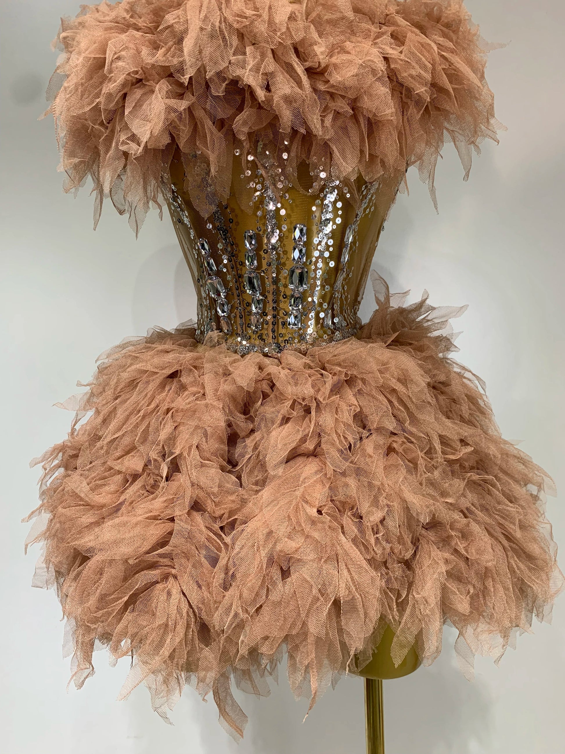 Women Sexy Strapless Mesh Two Pieces Set Celebrity Nightlcub Party Photo Shoot Outfit Prom Gown Luxury Birthday Dresses