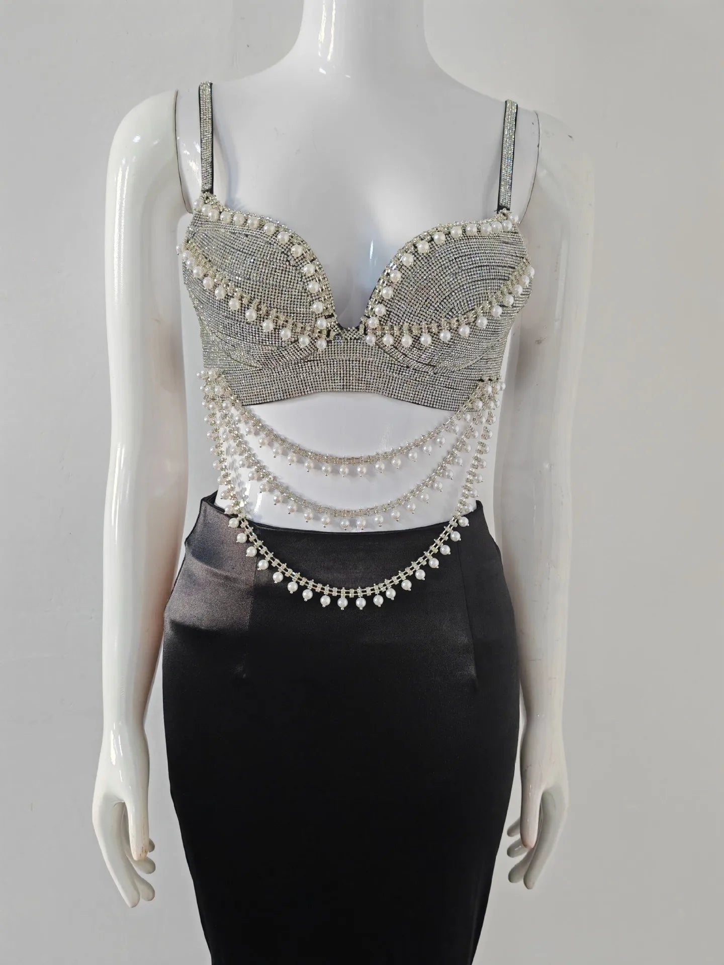 New Summer Women Sexy Shinning Crystal Tops 2 Pieces Bodycon Long Dress Elegant Evening Birthday Party Cocktail Outfit