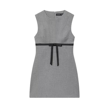 2025 autumn new women's clothing temperament slim fit bow decoration silk satin texture short dress