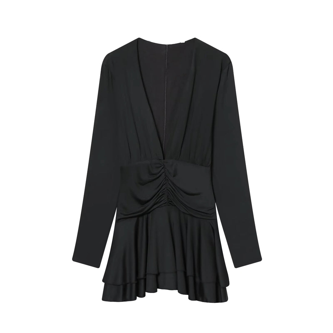 European and American style 2025 winter new women's clothing temperament slim fit waist pleated jumpsuit style dress