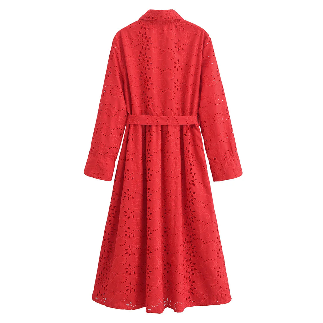 Autumn New Product Fashion Style Women's Clothing European And American Style Casual Collar Loose Lace Embroidered Shirt Long Dr