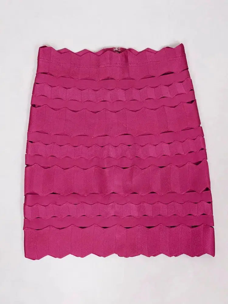 2025 Spring Women's Bandage Half Body Skirt High Waist Tight Skirt Fashion Versatile Short Skirt Cutting Design Half Body Skirt Rose Red