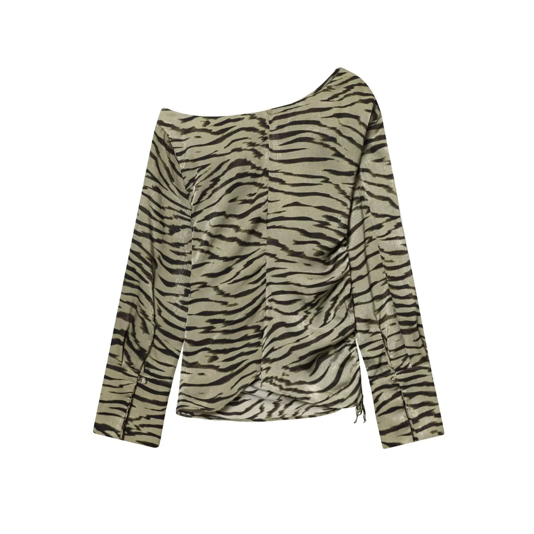 European and American style 2025 autumn new women's clothing casual temperament simple asymmetric animal print top
