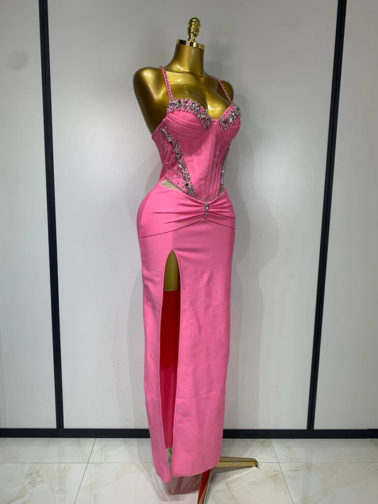 Women Sexy Backless Bodycon Sleeveless Bandage Dress Elegant Prom Gown Club Evening Party Luxury Birthday Wedding Guest Dresses