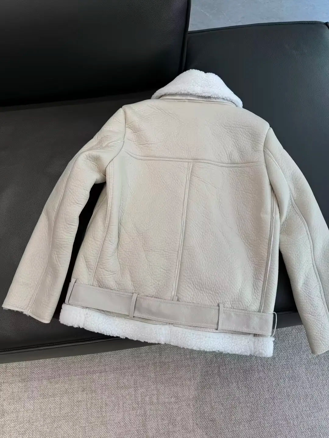 Fashionable Women's Clothing 2024 New European And American Style Fur One-Piece Long-Sleeved Stand-Up Collar Double-Sided Jacket