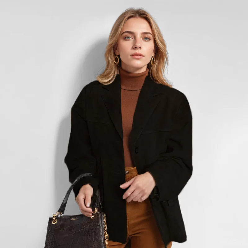 Vintage Brown Blazer Women Jacket Autumn Winter Fashion Single Breasted Lapel Collar Loose Coats Streetwear Lady Outerwears