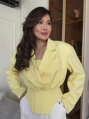 Fishbone Tube Tops Lapel Short Jacket Women Sexy Sleeveless Backless Sheath Tops Long Sleeve Loose Coats Fashion Lady 2 Pcs Suit