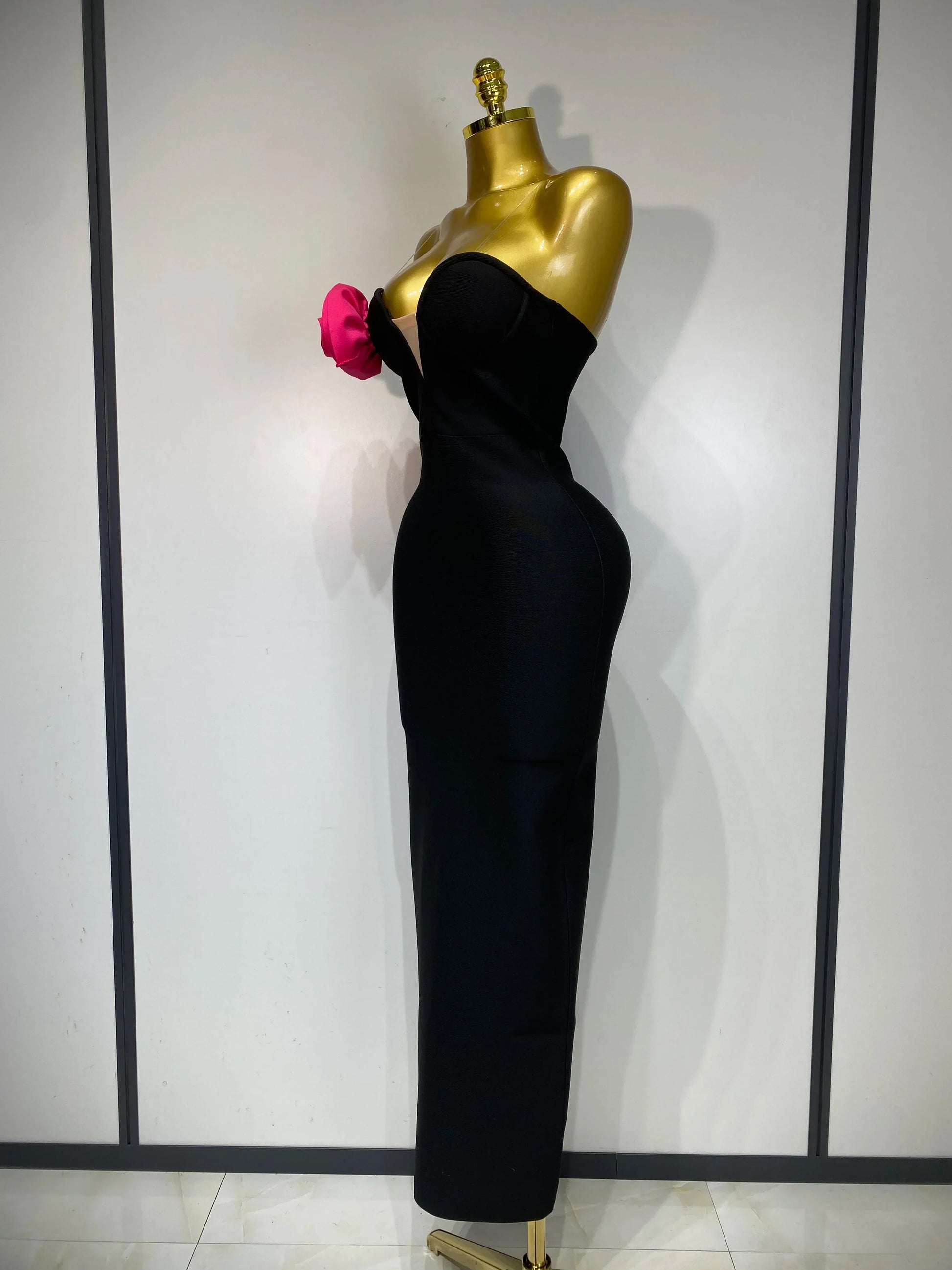 Women Sexy Strapless Backless Flower Patchwork Maxi Long Bandage Dress Elegant Evening Club Luxury Birthday Party Dresses