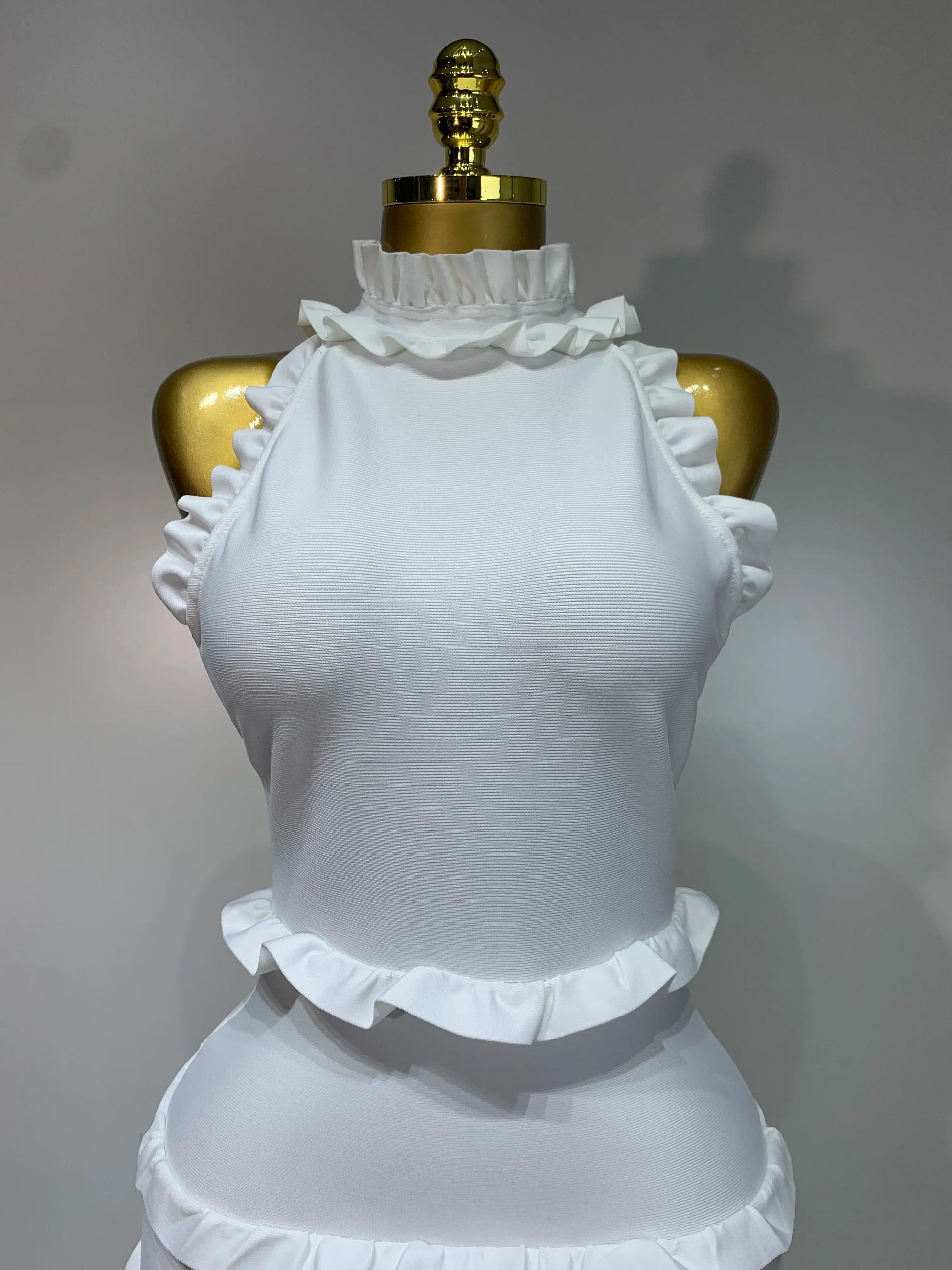 New High quality White Elagant Retro Ruched High Collar Bodycon Bandage Dress Evening Party Fashion Simple Birthday Gown