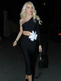 2 Colors Women Sexy One SHoulder Beading Florals Bodycon Bandgae Long Dress Celebrate Fashion Evening Party Birthday Dress
