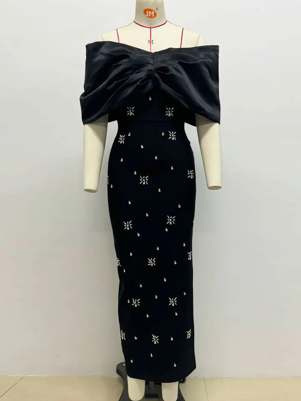 2024 Sexy Women's Water Diamond Design Bandage Dress with One Collar Shoulder Sleeve Bodycon Long Dress Evening Party Vestidos