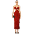 New Summer Women Sleeveless Sexy Strap V-Neck Bodycon Long Bandage Dress Celebrate Fashion Mermaid Evening Party Dress Red