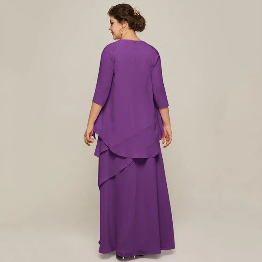 Mother Dresses Simple Customized A Line Bride Party Dress Ankle Length Occasion Gown Chiffon Elegant O Neck robe invitée mariage