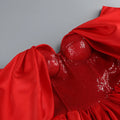 New Spring Red Color Women Sexy Strapless Ball Gowm Mini Shinning Sequins Dress Celebrate Birthday Party Christmas Dress