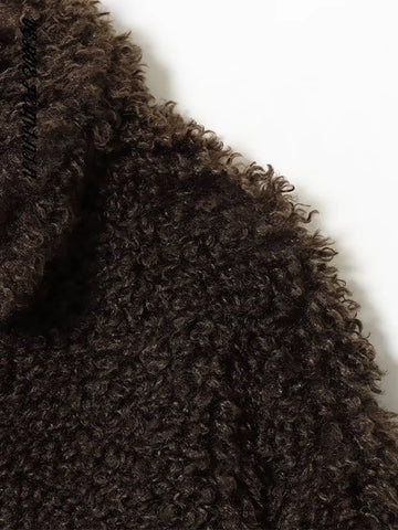 Women's Winter Coats Lapel Faux Fur Coat Autumn 2025 Female Lantern Long Sleeve Zipper Loose Bomber Jacket Chic Ladies Outerwear