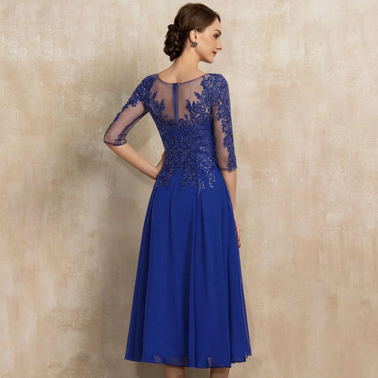 Mother Of The Bride Dress - O Neck Customized Mother of Dresses Sequined Appliques Evening Gowns Elegant A Line Bride Party Dress robes invitée mariage