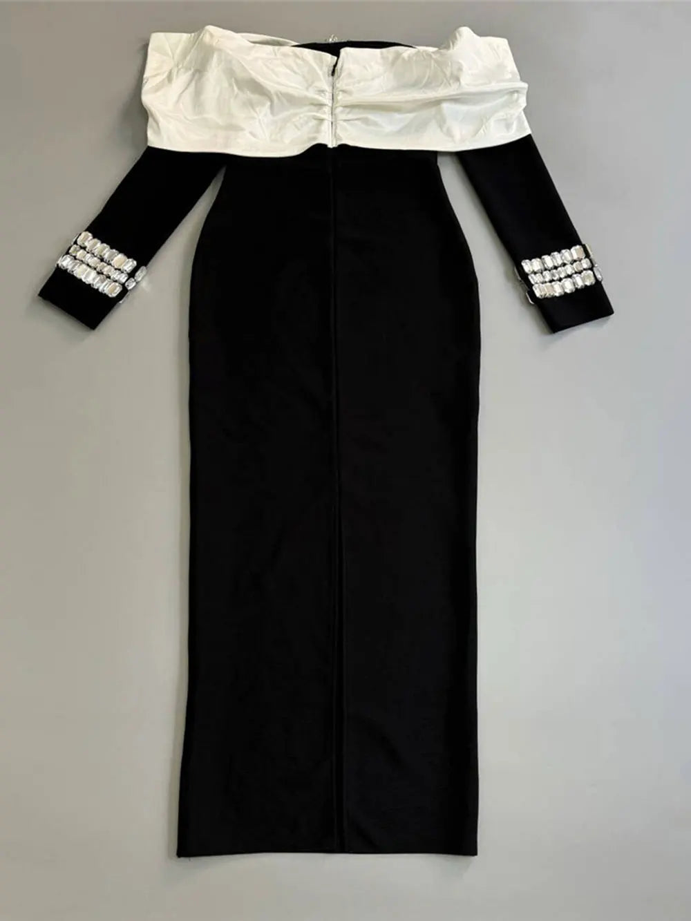 2024 Sexy Women's Light Luxury Patchwork Nail Diamond Design Bandage Dress One Collar Shoulder Long Sleeve Bodycon Long Dresses