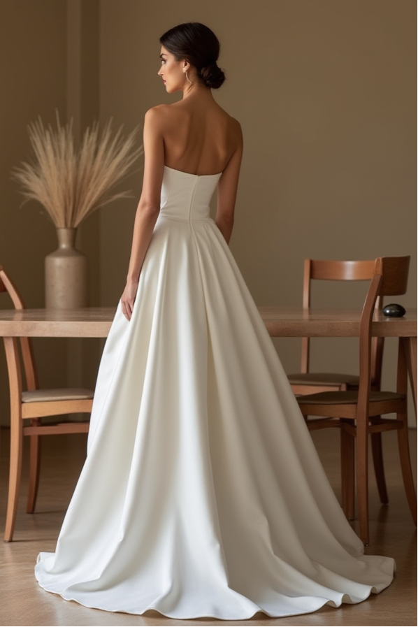 Strapless Mermaid Bridal Gown – Sweetheart Neckline & Satin Train