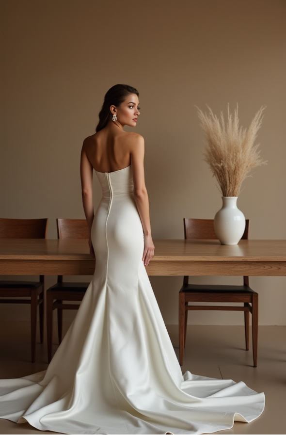 Strapless Mermaid Bridal Gown – Sweetheart Neckline & Satin Train