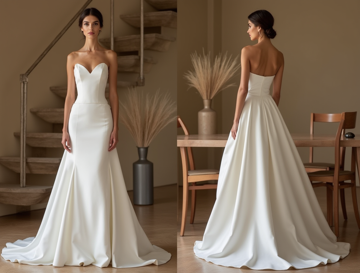 Strapless Mermaid Bridal Gown – Sweetheart Neckline & Satin Train