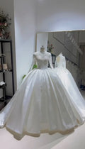 Muslim Princess Wedding Dress High Neck Long Sleeve With Lace Ball Gowns Hijab Bridal Dress Elegant Vestidos De Novia (Copy)