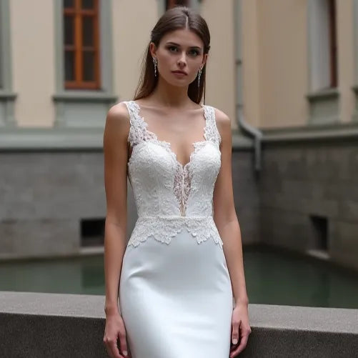 Mermaid Fit-and-Flare Wedding Dress for Plus Size Brides with Curves