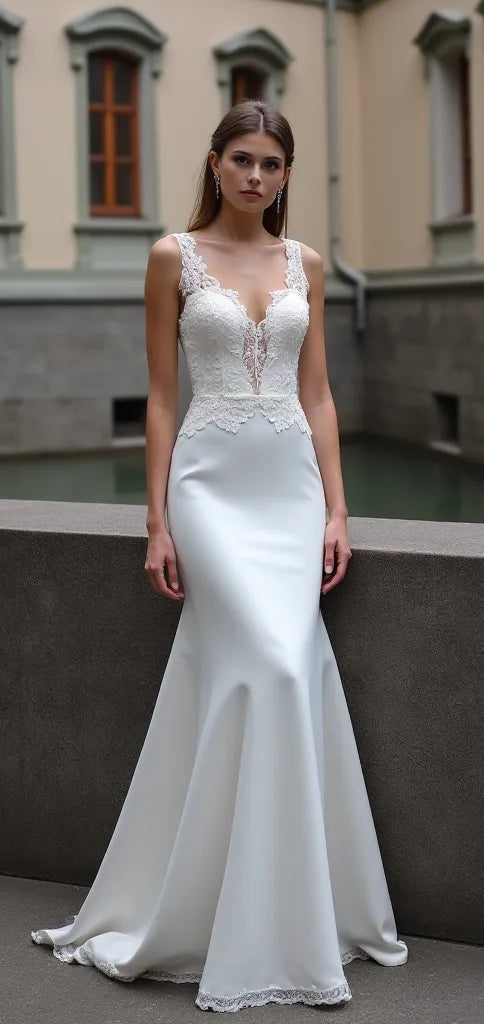 Mermaid Fit-and-Flare Wedding Dress for Plus Size Brides with Curves