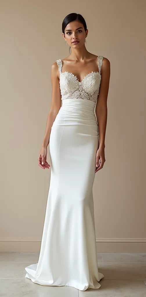 Mermaid Fit-and-Flare Wedding Dress with a Dramatic Silhouette