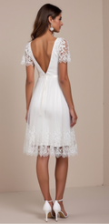 Elegant Tea-Length Wedding Dress with Lace Sleeves and Illusion Tulle Skirt