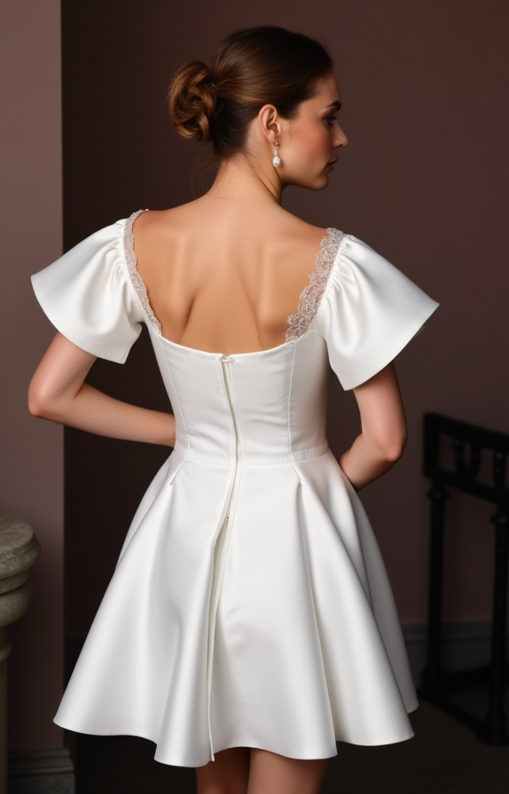 Glamorous Short Wedding Dress and Mini Dress with Pearl Embellishments