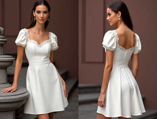 Modern Short Wedding Dress and Mini Dress with Asymmetrical Hemline