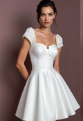 Flirty Short Wedding Dress and Mini Dress with Spaghetti Straps for a Delicate Look