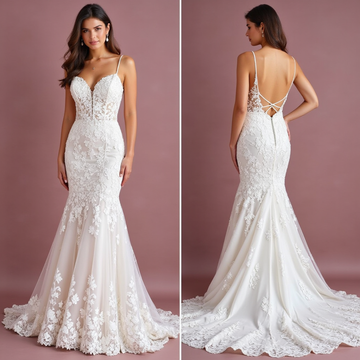 Mermaid Wedding Dress with Off-the-Shoulder Sleeves for a Romantic Feel