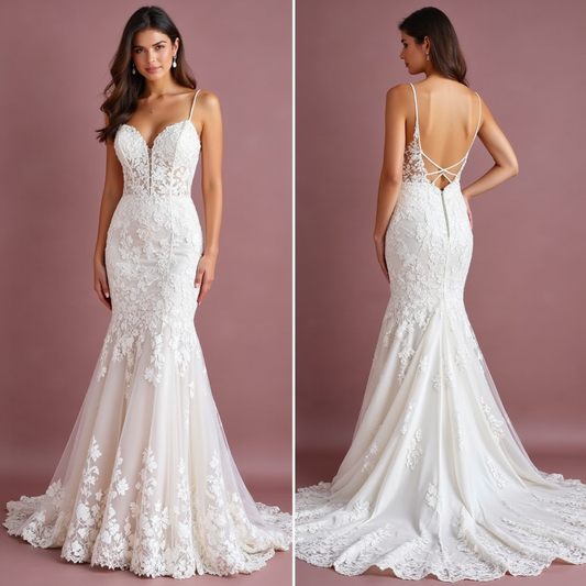 Mermaid Wedding Dress with Off-the-Shoulder Sleeves for a Romantic Feel