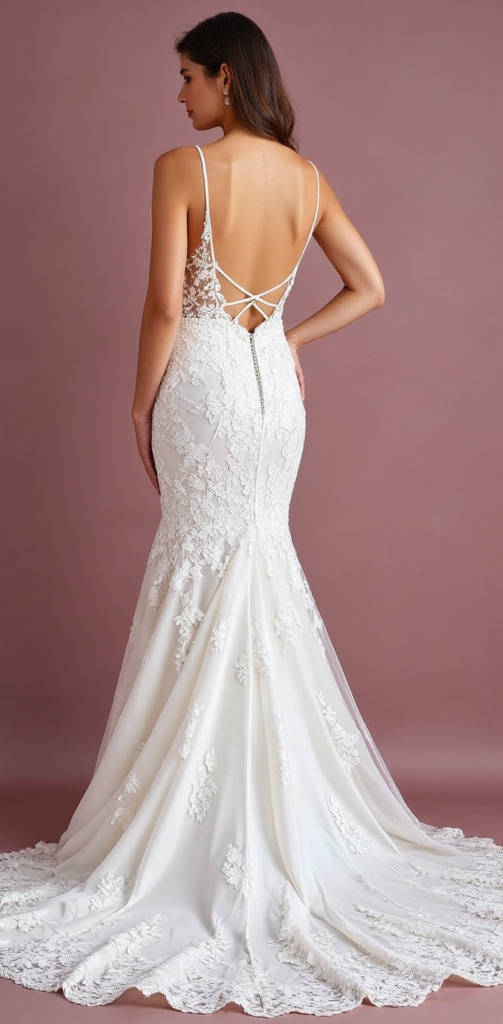 Mermaid Wedding Dress with Off-the-Shoulder Sleeves for a Romantic Feel
