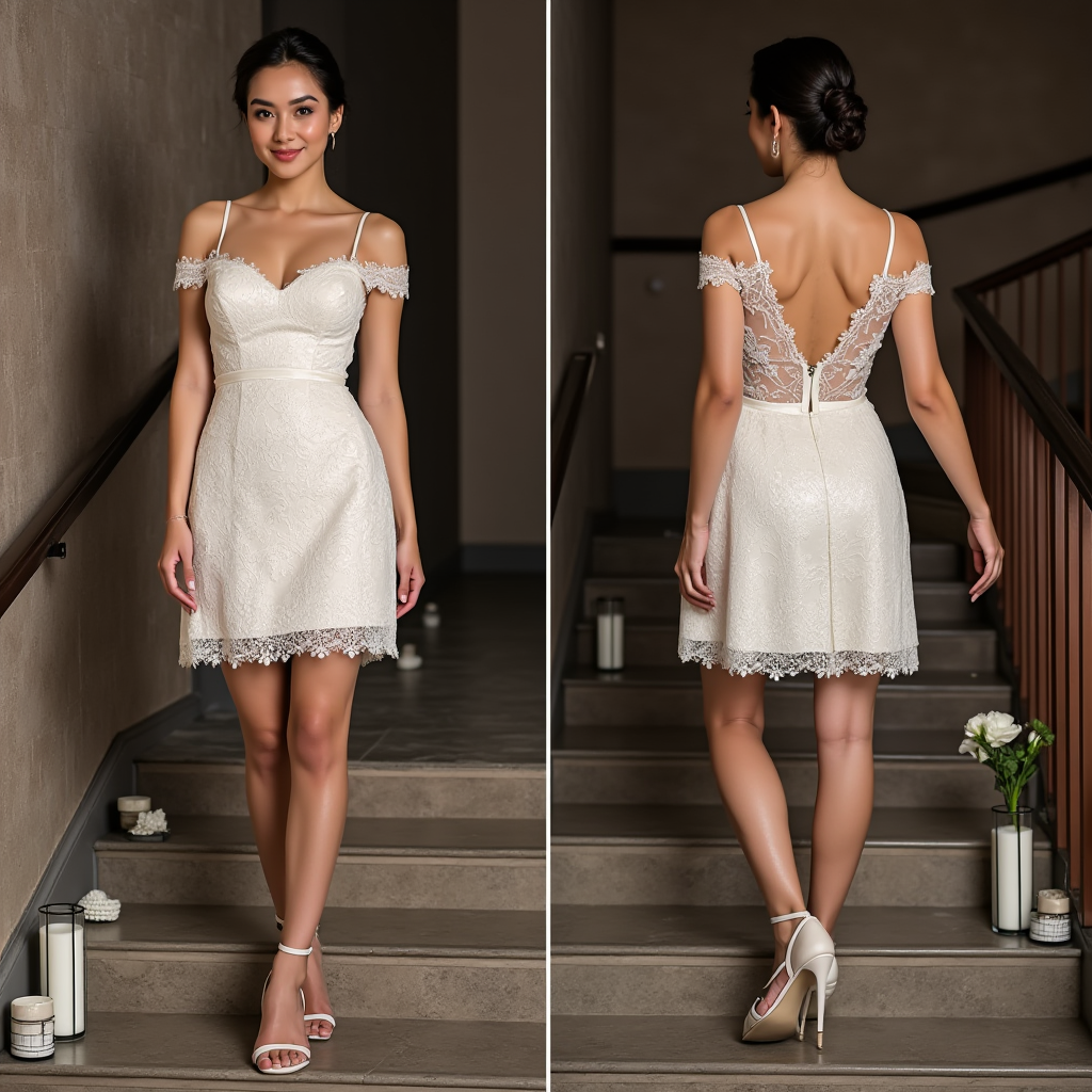 🔹 Mini lace wedding dress
🔹 Elegant short bridal gown with satin
🔹 Romantic off-the-shoulder civil wedding dress
🔹 Modern lace and satin A-line wedding dress
🔹 Chic short wedding dress for elopements
🔹 French lace bridal dress with illusion back
🔹 Sophisticated and timeless mini wedding gown