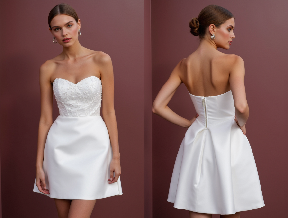 Minimalist Short Wedding Dress and Mini Dress with Clean Lines for a Sleek Look