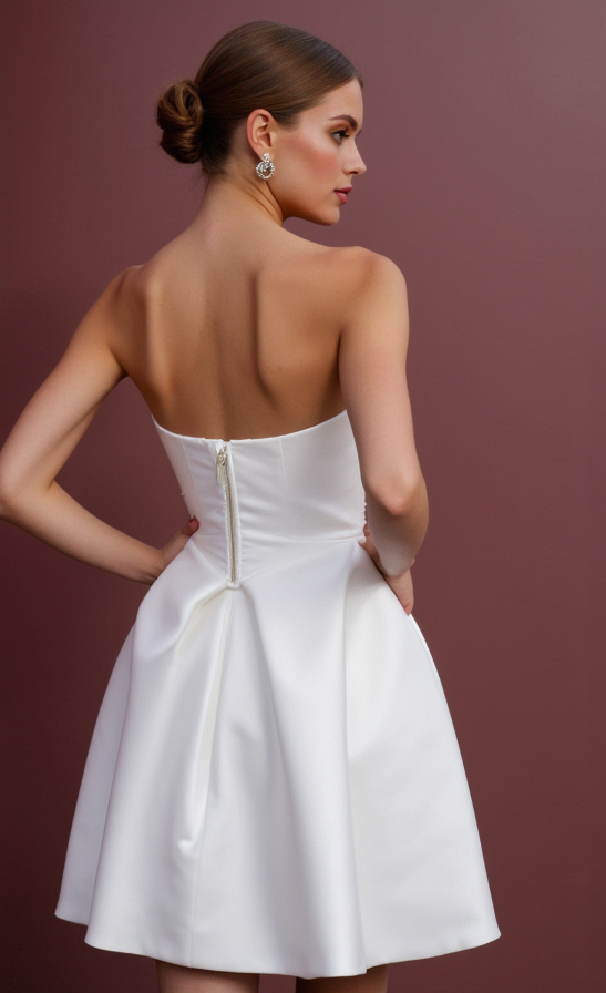Minimalist Short Wedding Dress and Mini Dress with Clean Lines for a Sleek Look