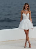 Short Beach Wedding Dress – Strapless Tulle Bridal Mini Dress