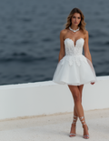  Short Lace Appliqué Wedding Dress with Tulle Skirt